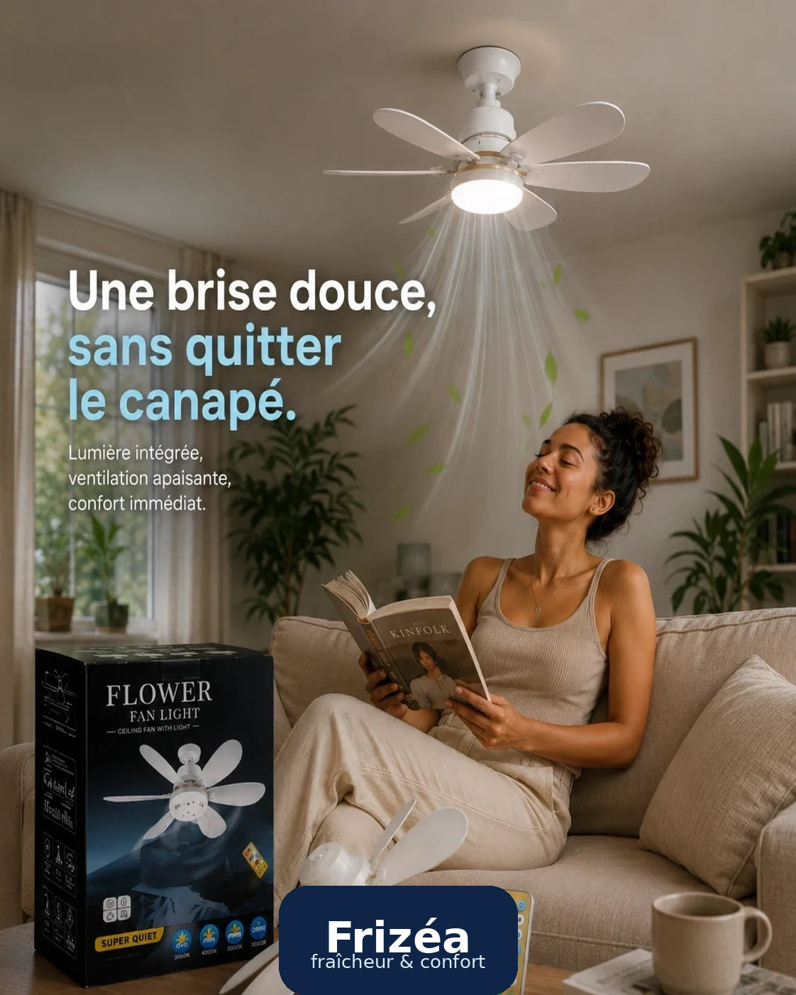 Ventilateur plafonnier LED Frizéa en situation