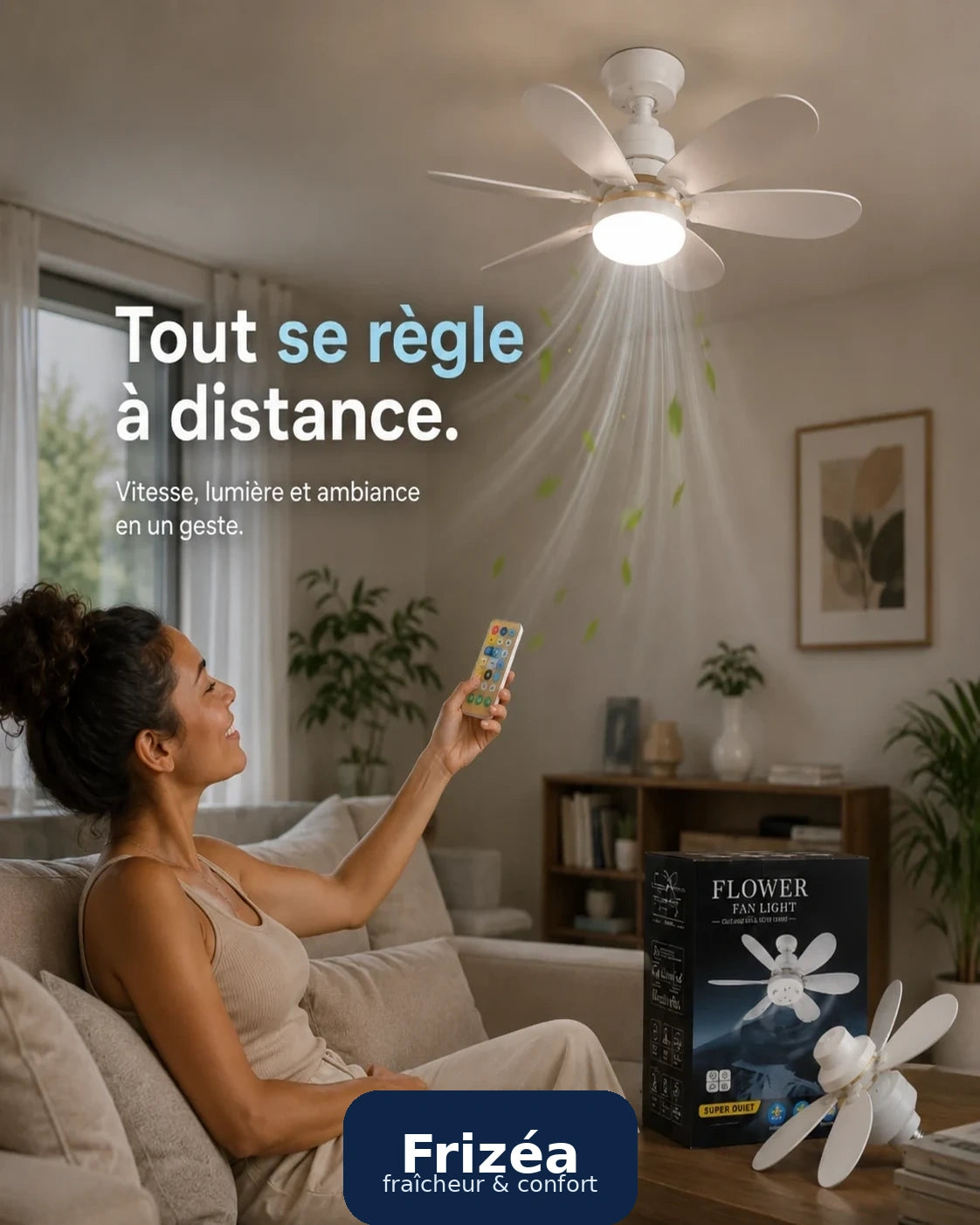 Ventilateur plafonnier LED Frizéa en situation
