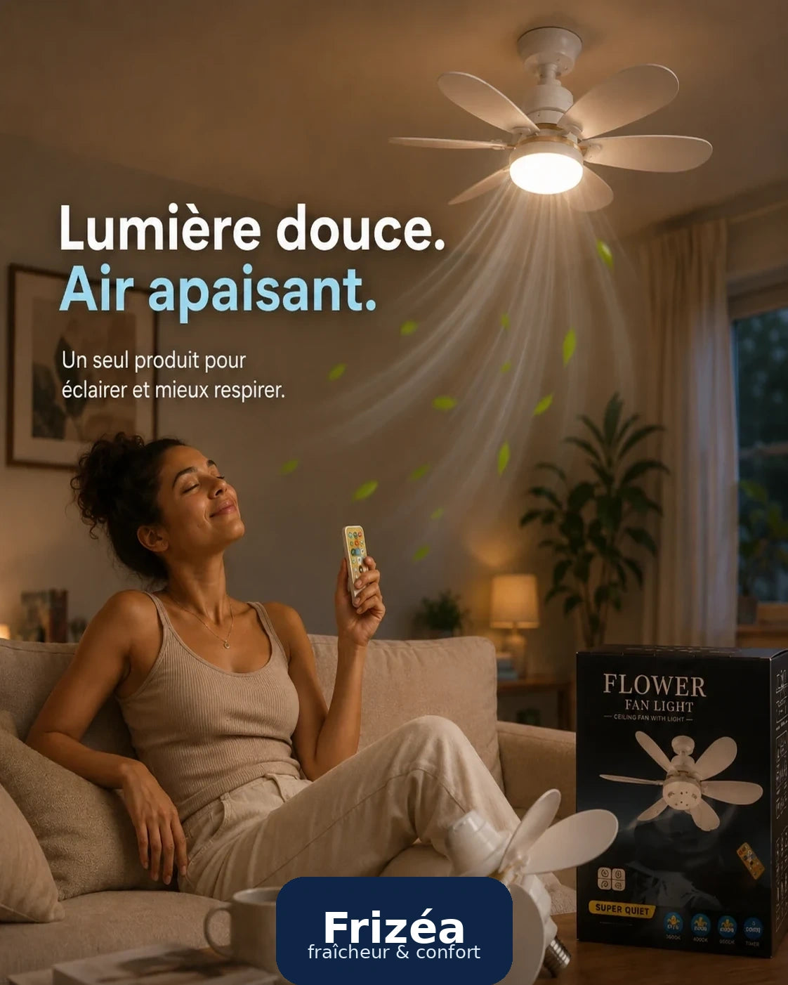 Ventilateur plafonnier LED Frizéa en situation
