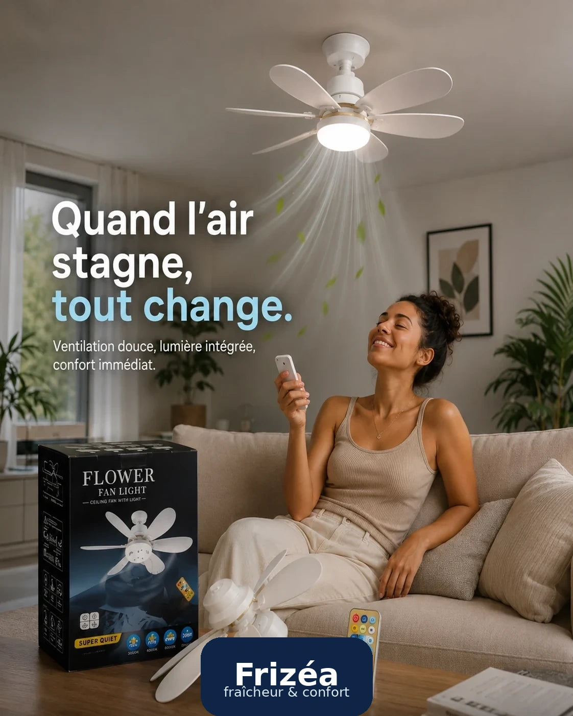 Ventilateur plafonnier LED Frizéa