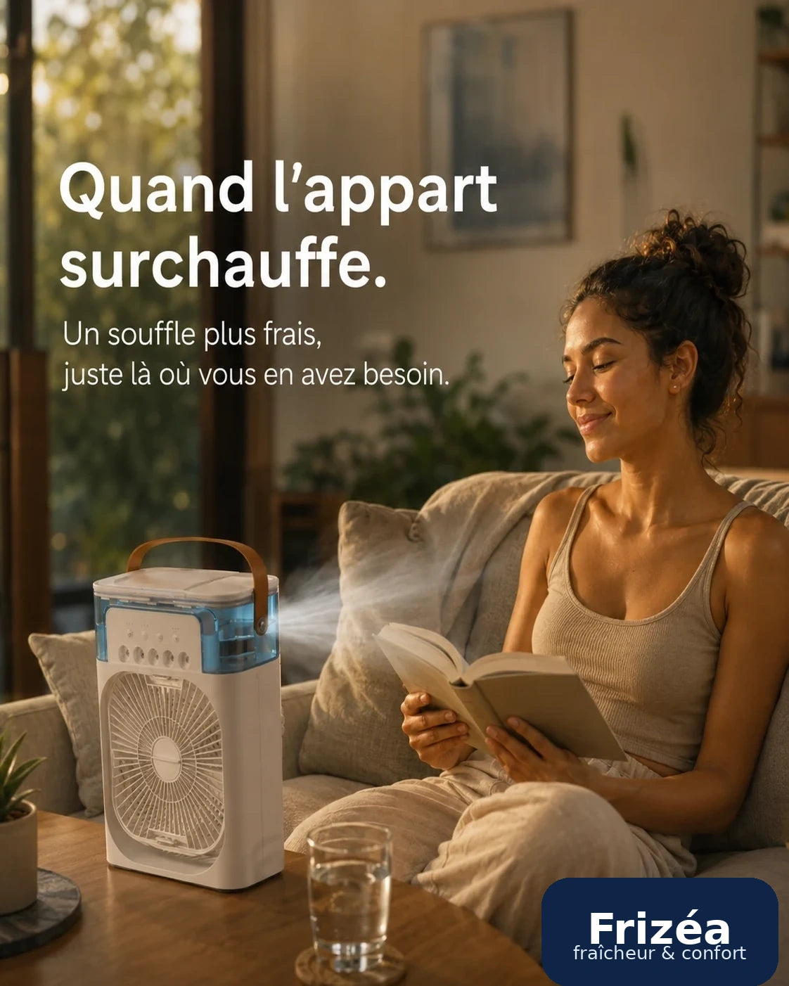 Rafraîchisseur d'air portable Frizéa dans un salon